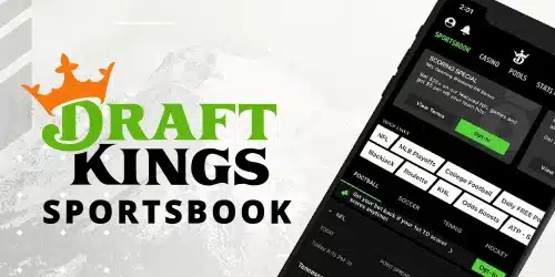 DraftKings Sportsbook app interface shown on a smartphone. UI includes the DraftKings logo (crown), navigation (Sportsbook, Casino, Pools, Stats Hub), a 'SCORING SPECIAL' promotion, quick links to various sports (NFL, MLB Playoffs, Blackjack, Roulette, etc.), and a 'Log In' button