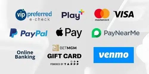 BetMGM sports banking accepted payment methods: credit cards (Mastercard, Visa), online payment services(PayPal, Apple Pay, Venmo, PayNearMe), e-check (VIP Preferred), online banking and BetMGM Gift Card