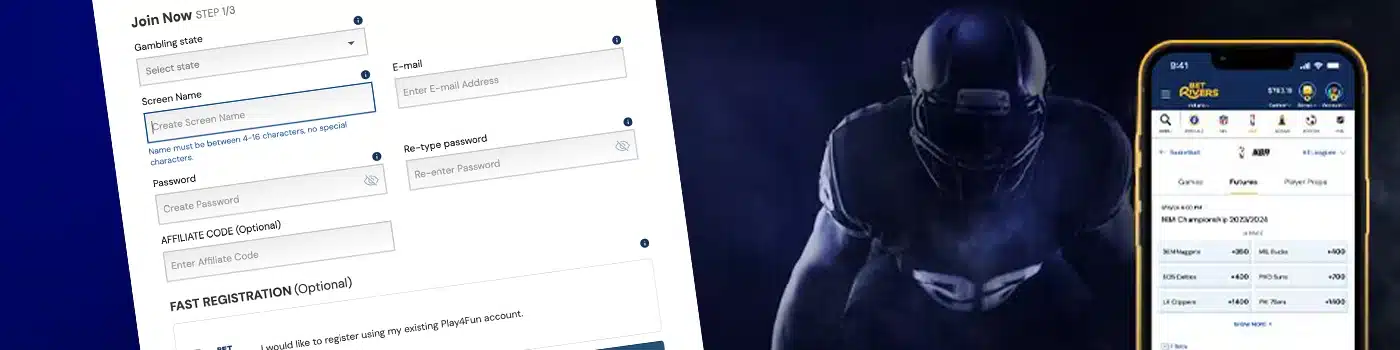 Betriver Sportsbook Register desktop image