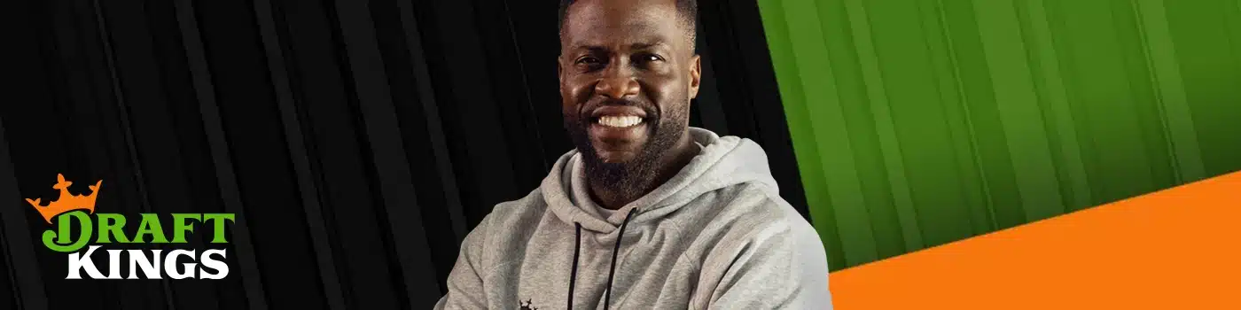 DraftKings Sportsbook advertisement featuring comedian Kevin Hart