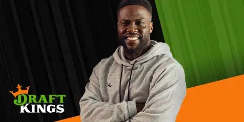 DraftKings Sportsbook advertisement featuring comedian Kevin Hart