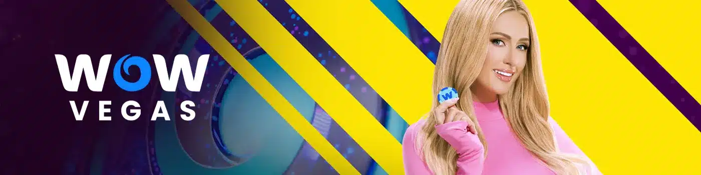 Paris Hilton promoting Wow Vegas Casino’s main desktop banner