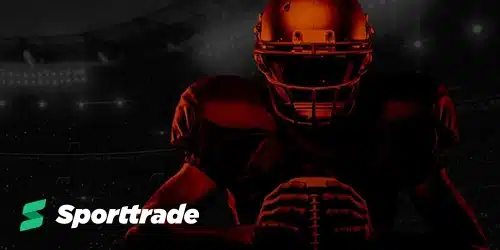sporttrade colorado promo code banner with football player holding a football against a red background